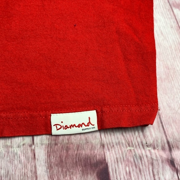 💵Diamond Supply Company Red Heavy Cotton Tee Size 2XLarge - Picture 7 of 9